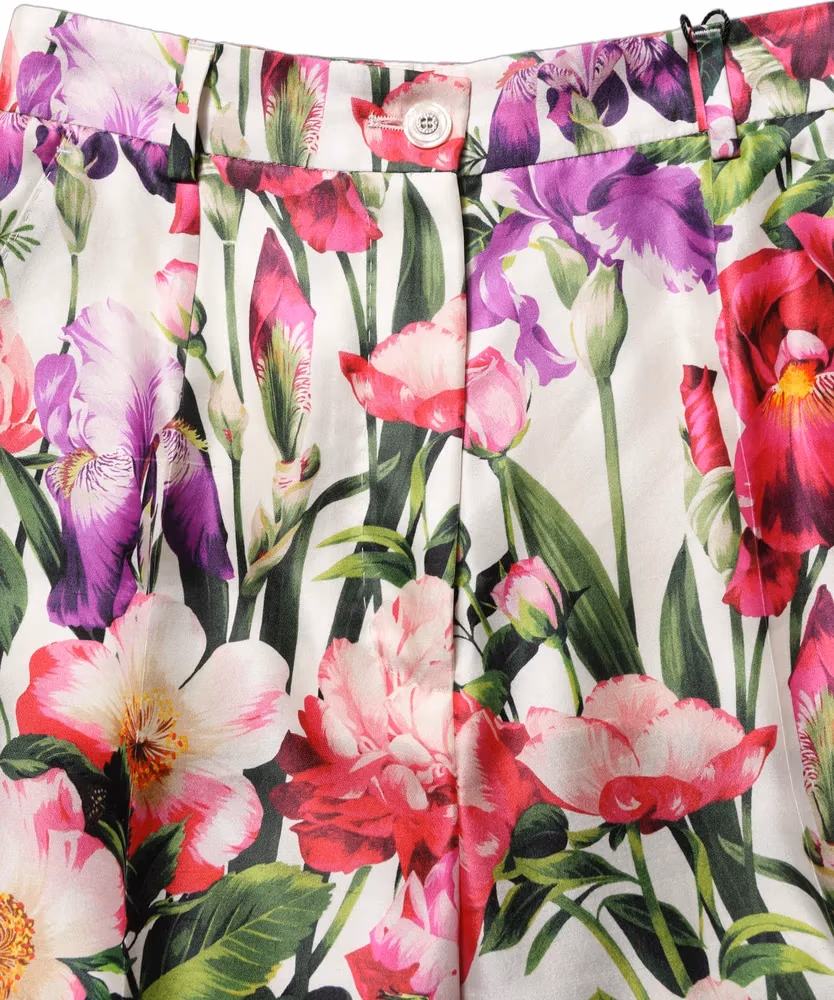 Dolce & Gabbana Multicolor Floral Print Tapered Trouser Pants