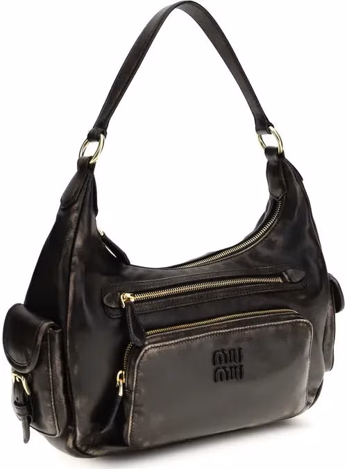 Miu Miu Brown Calf Leather Bos Taurus Shoulder Bag