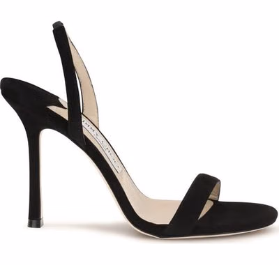 Black Calf Leather Bos Taurus Stiletto Heel Sandals