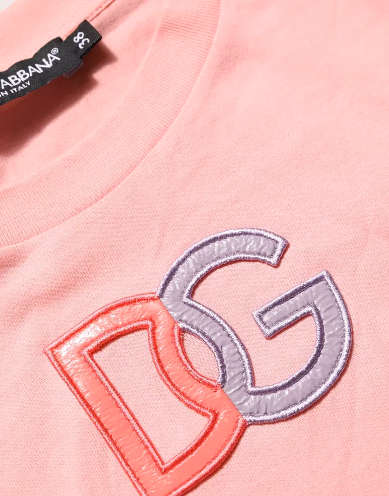 Dolce & Gabbana Pink Cotton DG Logo Round Neck Tank T-shirt