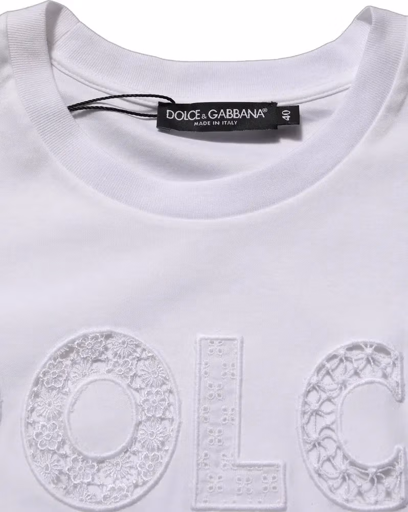 Dolce & Gabbana White Logo Round Neck Sleeveless T-shirt