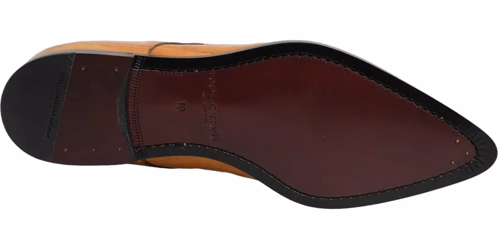 Dolce & Gabbana Brown Leather Lace Up Men Derby Dress Shoes
