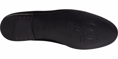 Black Satin Logo Slip On Flats Loafers Shoes