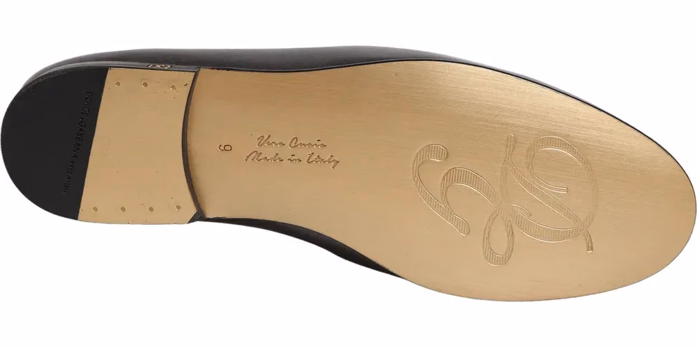 Dolce & Gabbana Silver Leather DG Logo Slip On Loafers Shoes