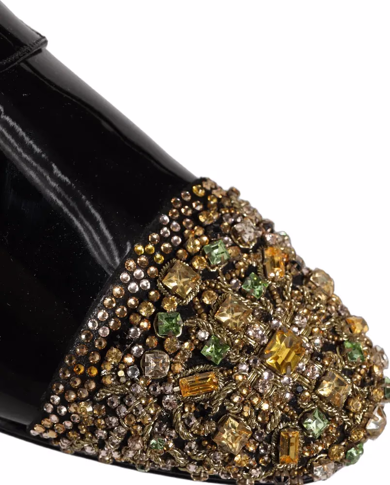 Dolce & Gabbana Black Embellished Men Derby Dress Formal Shoes