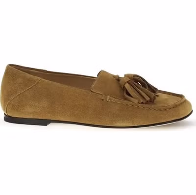 Beige Calf Leather Bos Taurus Slip-On Loafers