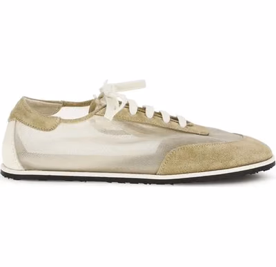 Beige Calf Leather Bos Taurus Low Top Sneakers