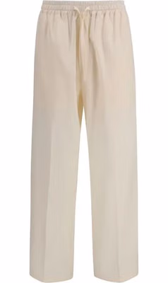 Beige Cotton Casual Pants