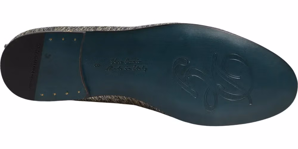 Dolce & Gabbana Gray Glitter Lurex DG Logo Dress Loafers Shoes