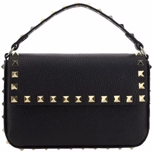 Valentino Garavani Black Calf Leather Bos Taurus Shoulder Bag