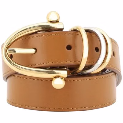 Beige Calf Leather Bos Taurus Regular Belt