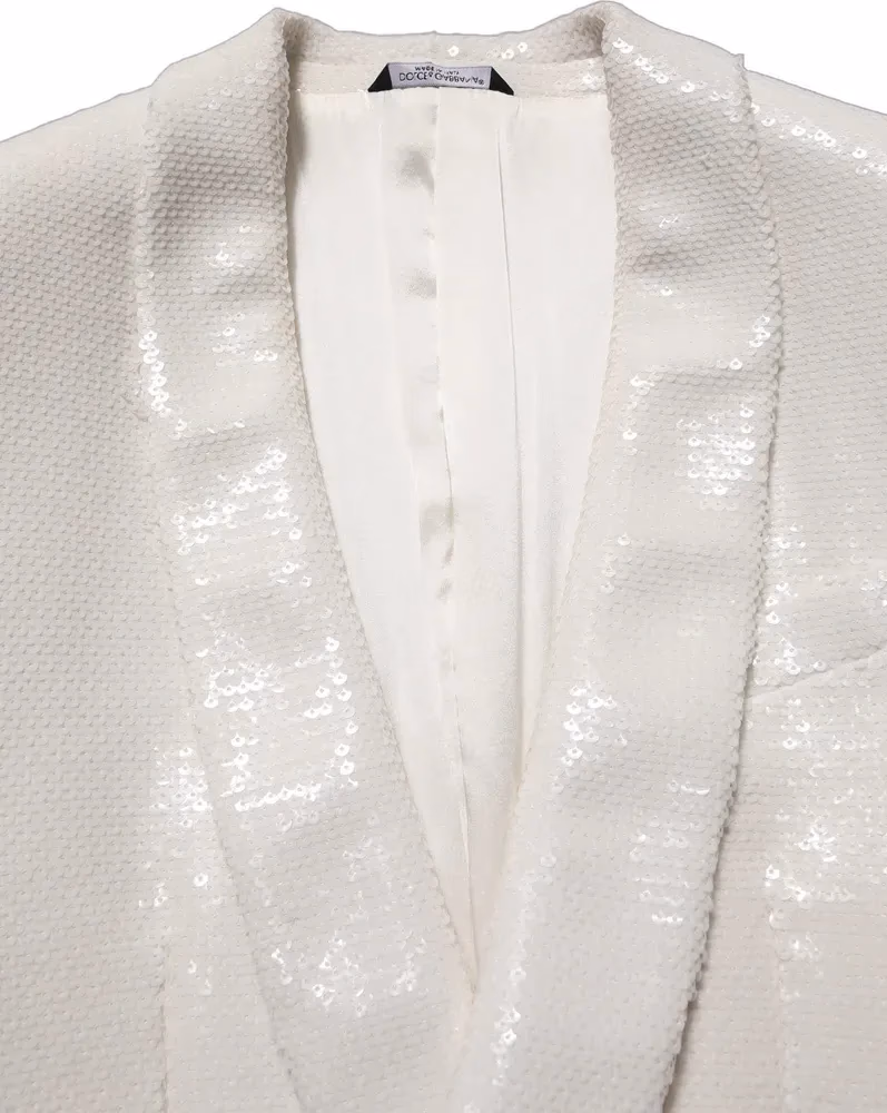 Dolce & Gabbana White Viscose Single Breasted Blazer Jacket