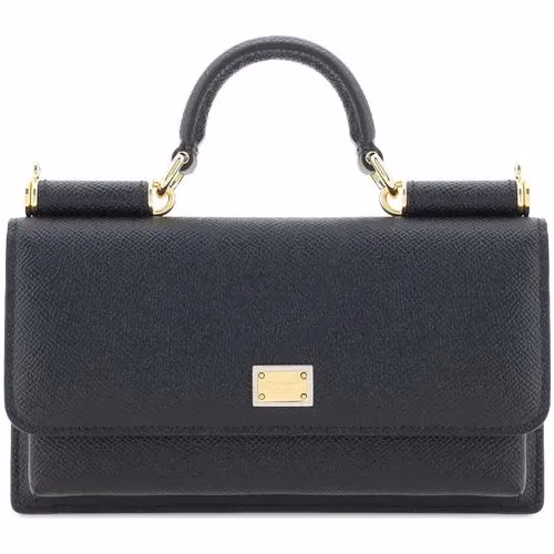 Dolce & Gabbana Black Calf Leather Bos Taurus Shoulder Bag