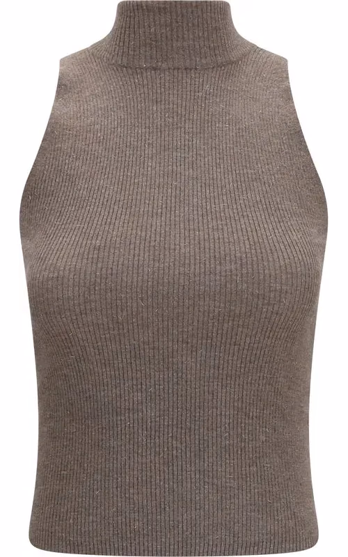 Brunello Cucinelli Brown Cashmere Sleeveles Sweater