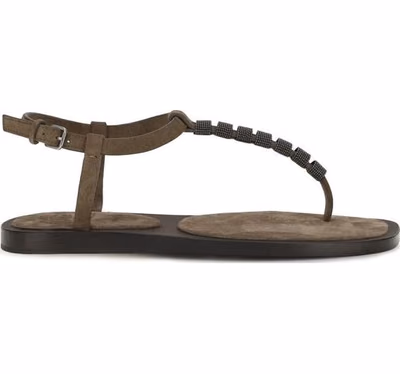 Brown Calf Leather Bos Taurus Flat Sandals