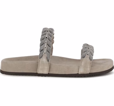 Gray Calf Leather Bos Taurus Flat Sandals