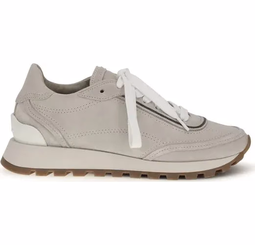 Brunello Cucinelli Gray Calf Leather Bos Taurus Athletic Sneakers
