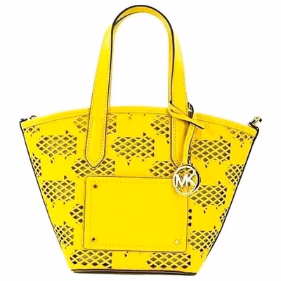 Michael Kors Kimber Small Daffodil Leather 2-In-1 Zip Tote Messenger Bag Purse