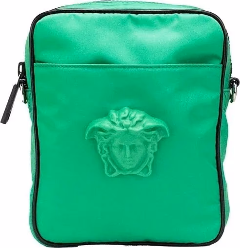 Versace Versace Small Bright Green Nylon Fabric Medusa Crossbody Messenger Bag Purse
