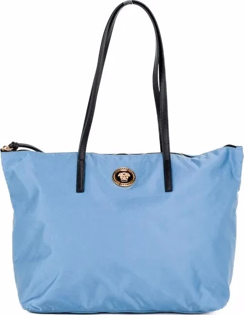 Versace Versace Portuna Medusa Medium Cornflower Blue Nylon Leather Tote Bag Purse