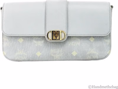 MCM Small Mode Travia Pebbled Visetos Leather Shoulder Crossbody Clutch Bag