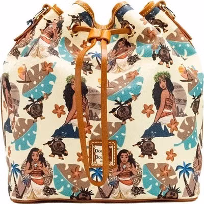 Dooney & Bourke Disney Medium Moana Coated Cotton Bucket Crossbody Bag Purse