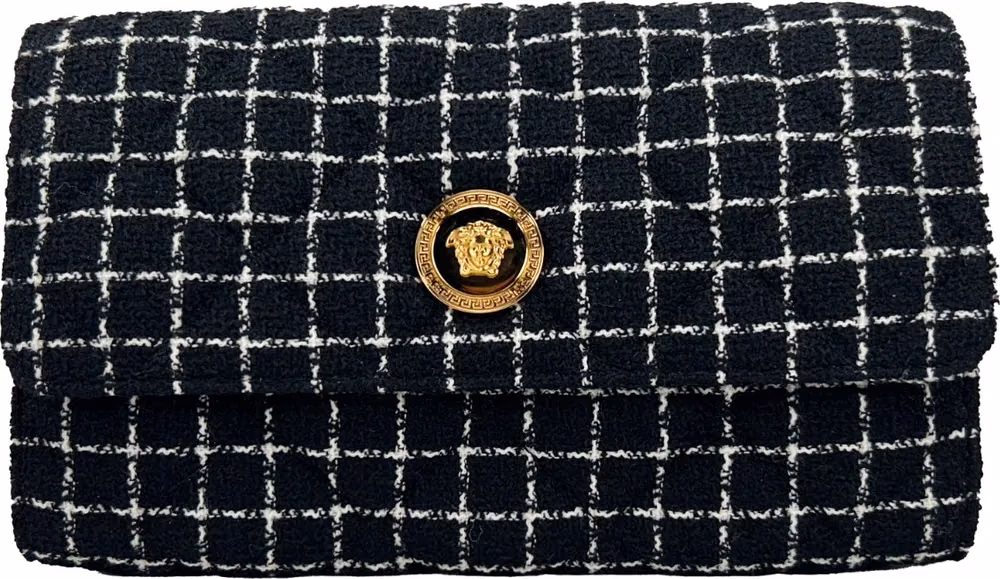Versace Versace Wallet On A Chain Fabric Black Crossbody Bag