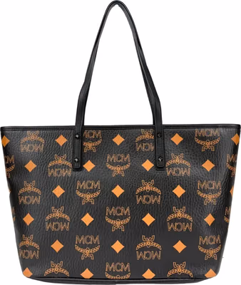 MCM Aren Black Leather Shoulder Tote Bag