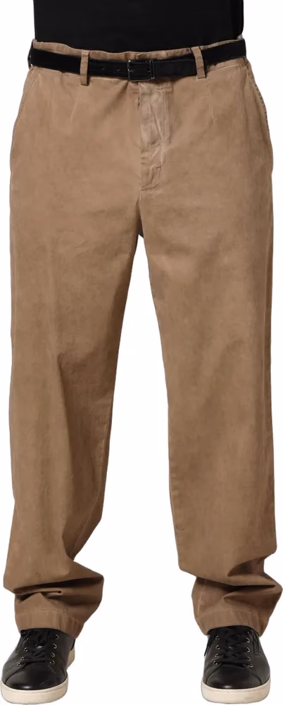 Domenico Tagliente Beige Cotton Straight Leg Men Trouser Pants