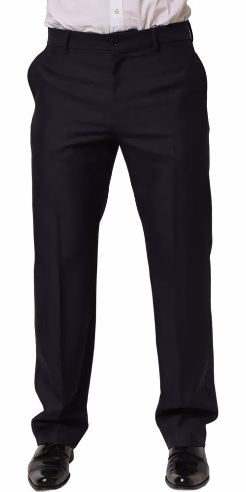 Dolce & Gabbana Black Wool Tapered Leg Dress Trouser Pants
