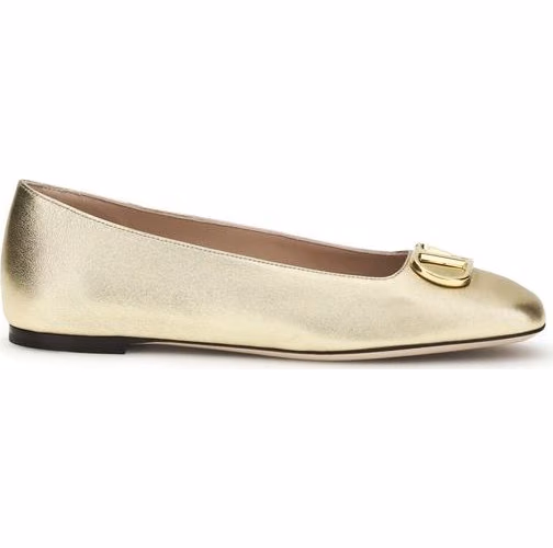 Valentino Garavani Gold Napa Leather / Calf Bos Taurus Ballet Flats