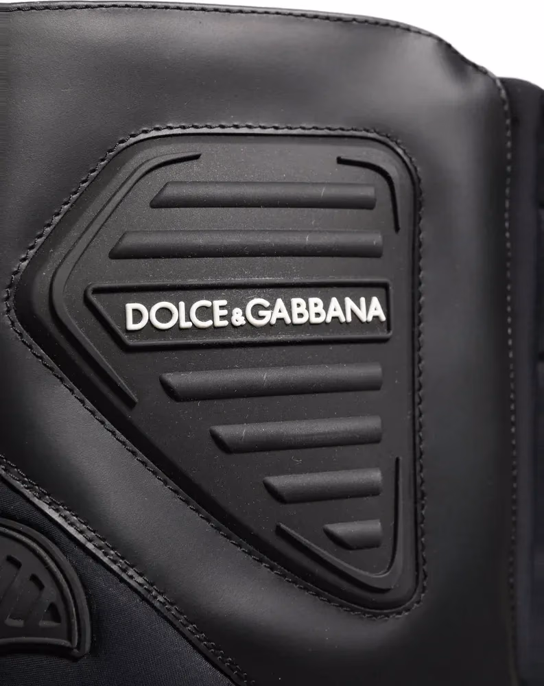Dolce & Gabbana Black Leather Biker Mid Calf Men Boots Shoes