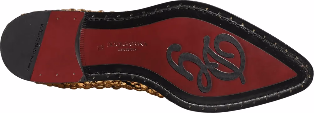 Dolce & Gabbana Gold Embellished Chelsea Ankle Boots Shoes