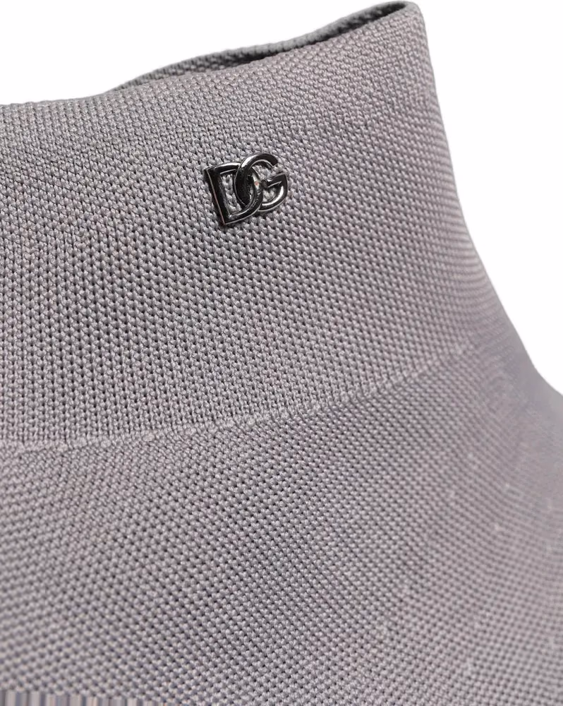 Dolce & Gabbana Gray Stretch Mesh Men Ankle Boots Shoes