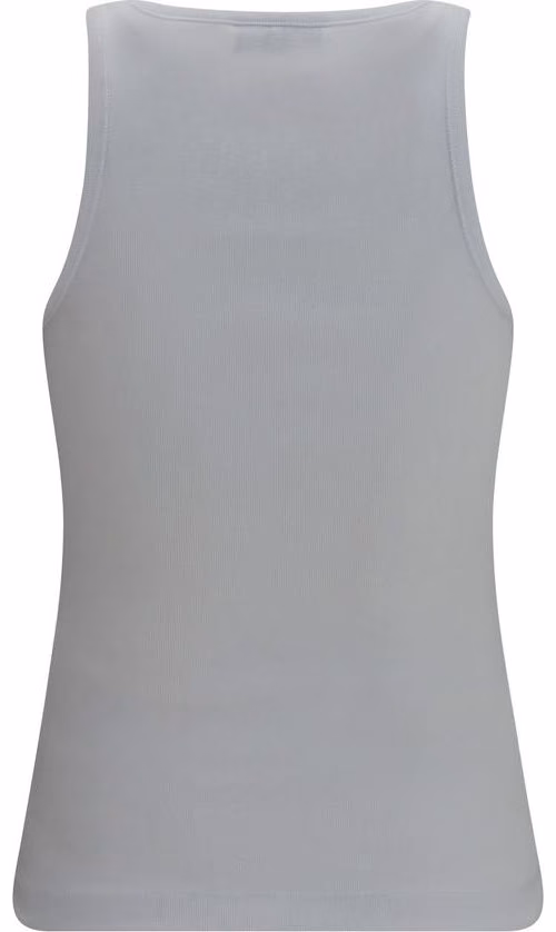 Ganni White Cotton Sleeveles T-Shirt