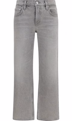 Gray Cotton Straight-Leg Jeans