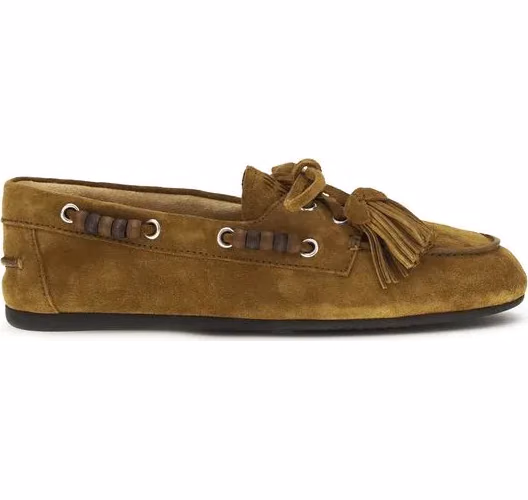 Miu Miu Beige Calf Leather Bos Taurus Slip-On Loafers