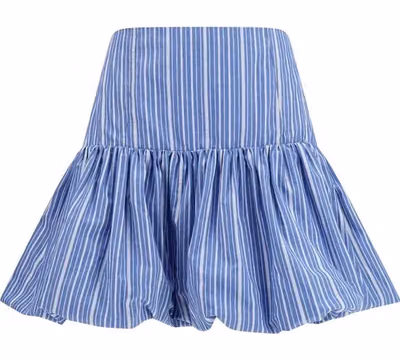 Blue Cotton Mini Skirt