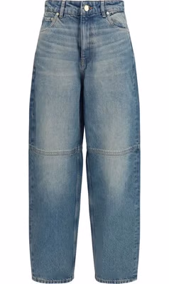 Blue Cotton Tapered Jeans