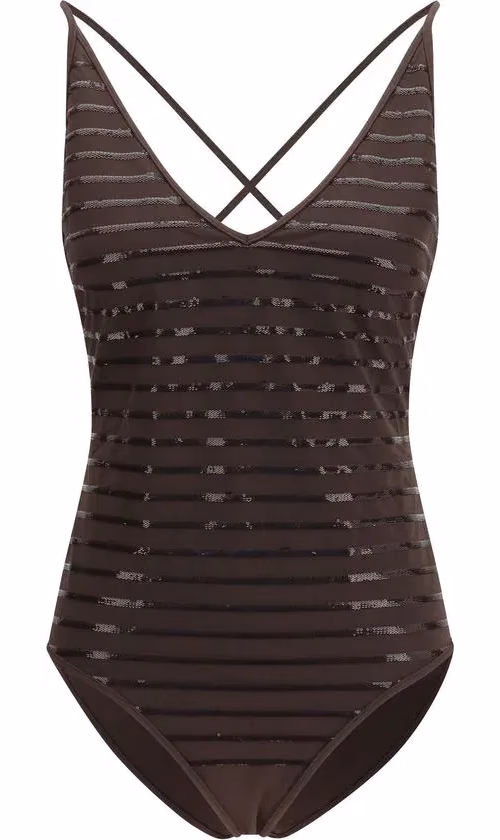 Brunello Cucinelli Brown Nylon One-Piece Swimsuit
