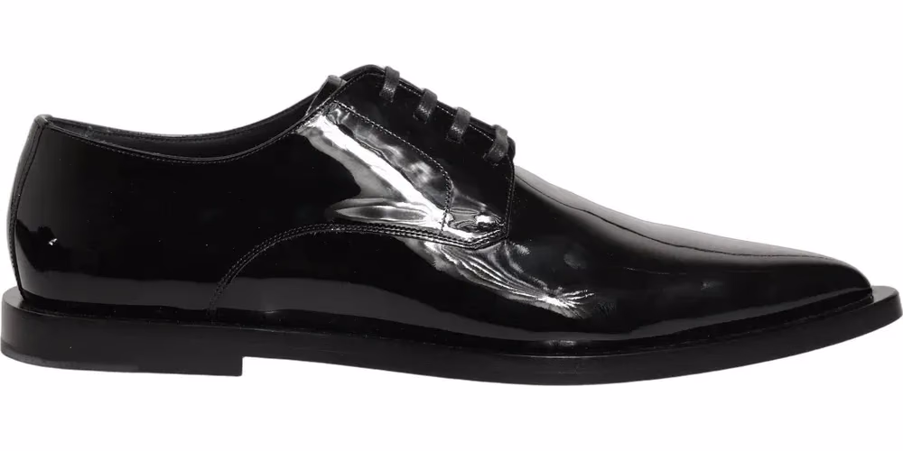 Dolce & Gabbana Black Leather Men Derby Dress Formal Shoes