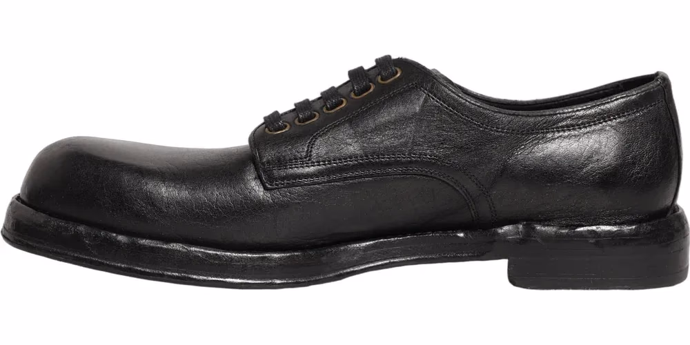 Dolce & Gabbana Black Leather Lace Up Derby Dress Men Shoes