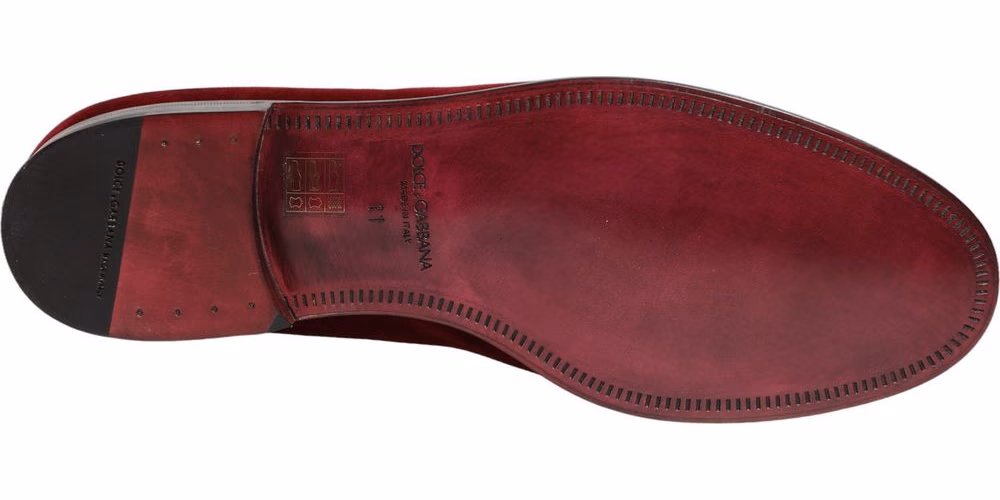 Dolce & Gabbana Maroon Velvet Slip On Men Dress Loafers Shoes