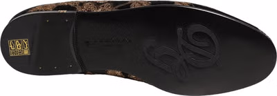 Black Floral Jacquard Dress Loafers Shoes