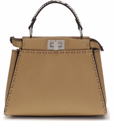 Beige Calf Leather Bos Taurus Handbag