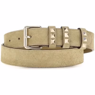 Beige Suede Leather Regular Belt