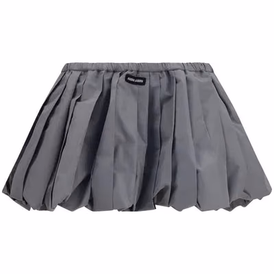 Gray Polyester Mini Skirt
