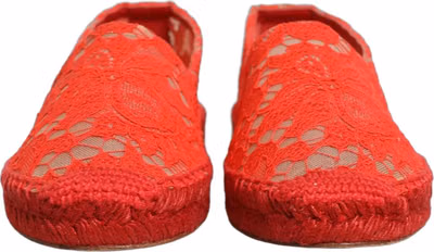 Red Taormina Lace Espadrille Flats Shoes