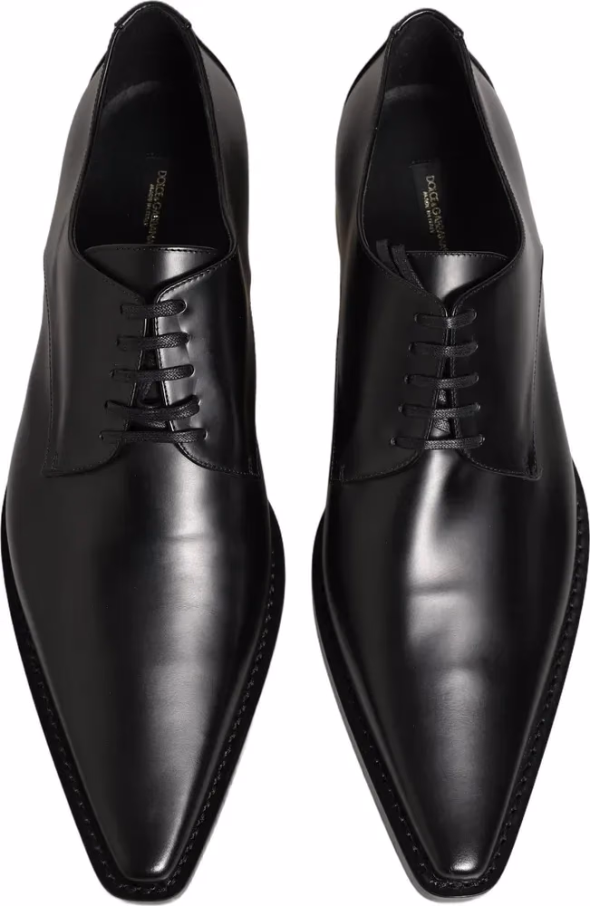 Dolce & Gabbana Black Leather Lace Up Derby Dress Shoes