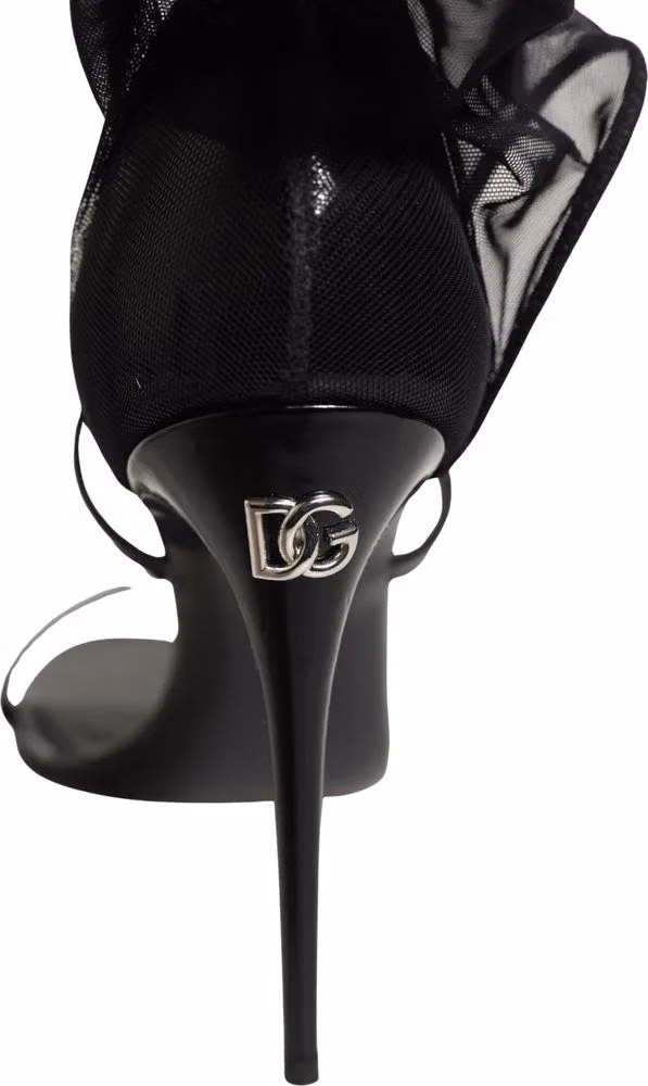 Dolce & Gabbana Black Stiletto Sandals Socks High Boots Shoes